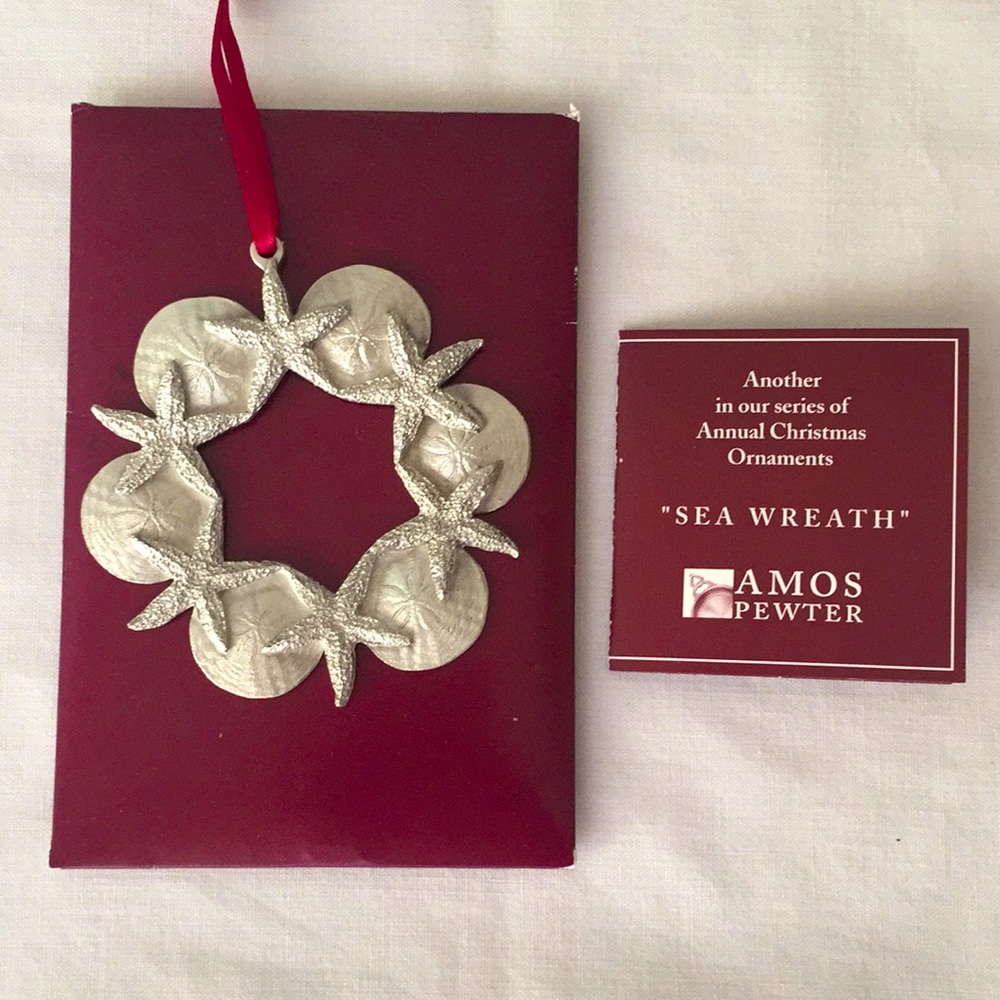 Amos Pewter Sea Wreath Collector Ornament 2003